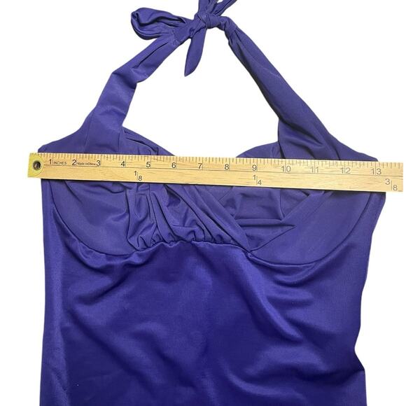 Miraclesuit Womens Purple Blue Halter Underwire Ruched Bust Swimsuit 10 Slimming - Picture 8 of 9